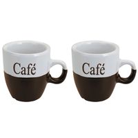 Koffiemok set 2x stuks - donkerbruin - keramiek - 150 ml - thumbnail