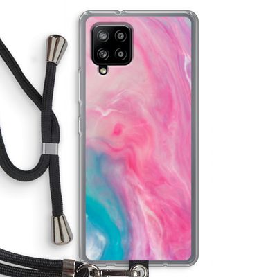 Roze explosie: Samsung Galaxy A42 5G Transparant Hoesje met koord