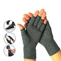 Halve vinger fietsen handschoenen artritis druk gezondheid handschoenen hoge elastische ademend anti-oedeem revalidatie rijden Glov maat: S (grijs)