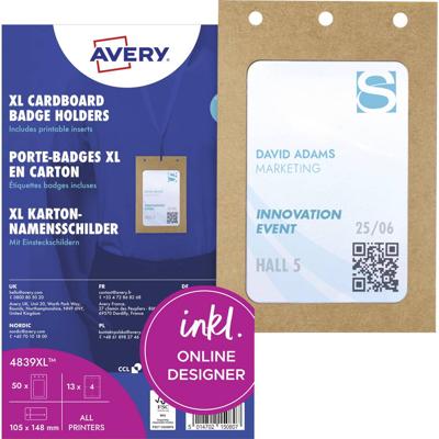 Avery-Zweckform 4839XL Insteekplaatje naamplaatje (b x h) 148 mm x 105 mm 50 stuk(s)