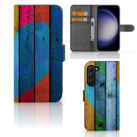 Samsung Galaxy S23 Plus Book Style Case Wood Heart - Cadeau voor je Vriend