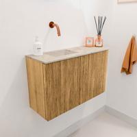Toiletmeubel Mondiaz Joya Dlux | 71.6 cm | Meubelkleur Oak | Faye wastafel Frappe Wasbak Links | Zonder kraangat(en)