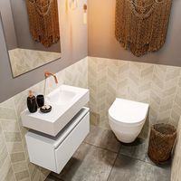 Toiletmeubel Mondiaz Andor | 60 cm | Meubelkleur Talc | Lex vrijhangend wastafel Talc Rechts | Zonder kraangat