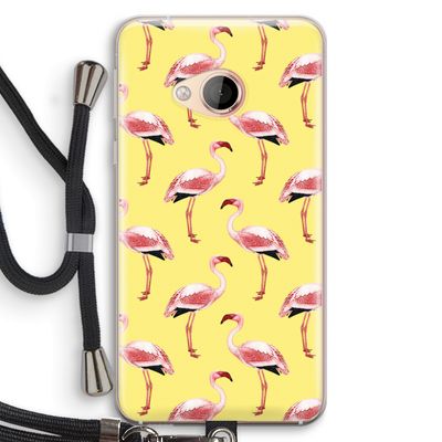 Flamingo's geel: HTC U Play Transparant Hoesje met koord