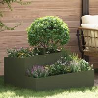 Tuin Bloempot Olijfgroen 80 x 80 x 50 cm Koudgewalst staal