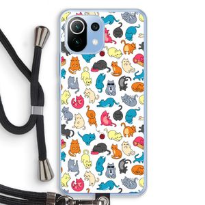 Kleurrijke katten: Xiaomi Mi 11 Lite Transparant Hoesje met koord