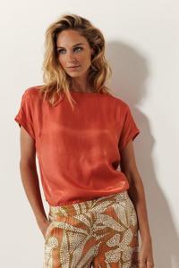 Tramontana Shimmer Fabric Mix Top | Terra