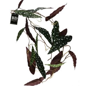 Bellatio Design kunstplant/hangplant slinger - 2x - Begonia - groen - 105 cm