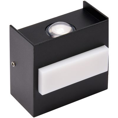 LED Tuinverlichting - Wandlamp Buitenlamp - Tistow Up and Down - 5W - 1-lichts - Natuurlijk Wit 4200K - Waterdicht IP65 - Rechthoek - Mat Zwart - Aluminium
