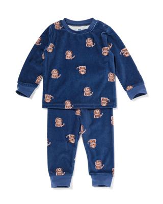 HEMA Babypyjama velvet hond blauw (blauw)
