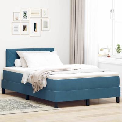Boxspringbed met Matras Donkerblauw 120 x 200 cm Stof