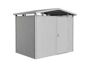 Biohort Metalen tuinhuis Panorama Gr. P4 met standaard deur 273x278 cm zilvergrijs metallic- Zadeldak- Staal- Biohort