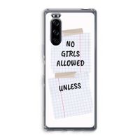 No Girls Allowed Unless: Sony Xperia 5 Transparant Hoesje