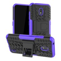 Voor Nokia 2 2 Tire textuur TPU + PC schokbestendig geval met houder (paars)