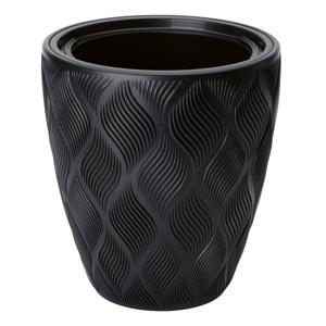 Form Plastic Plantenpot/bloempot Flow - kunststof - zwart - D40 x H42 cm - met binnenpot