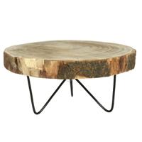 Plantenpot verhoger Decowood - Boomstam - kaarsenbord - hout/metaal - D25 x H11 cm