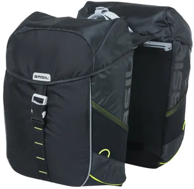 Dubbele fietstas Basil Miles Double Bag MIK 34 liter - zwart/lime