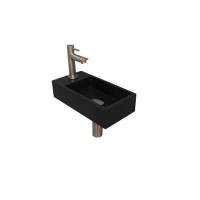 INK Versus Fonteinset - 36x18x9cm - wasbak rechts - 1 kraangat - Quartz zwart/brushed nickel 1805169