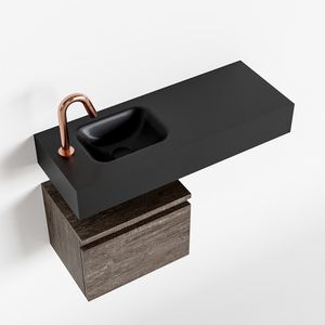 Toiletmeubel Mondiaz Andor | 80 cm | Meubelkleur Dark brown | Lex vrijhangend wastafel Urban Links | 1 kraangat