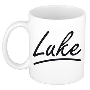 Luke voornaam kado beker / mok sierlijke letters - gepersonaliseerde mok met naam   -
