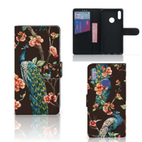 Huawei Y7 Pro | Y7 Prime (2019) Telefoonhoesje met Pasjes Pauw met Bloemen - thumbnail