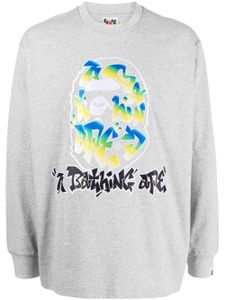 A BATHING APE® t-shirt Gradient Ape Head en coton - Gris