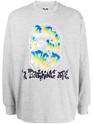 A BATHING APE® t-shirt Gradient Ape Head en coton - Gris