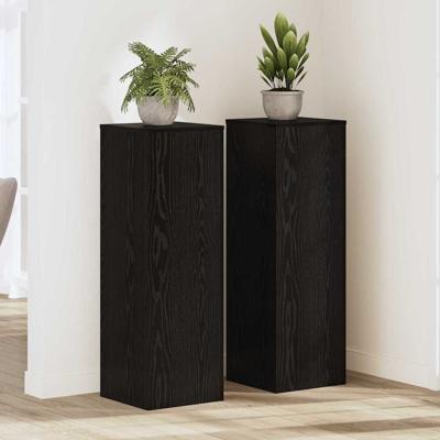 Plantenstandaard 2 pcs Zwart eiken 33 x 33 x 100 cm