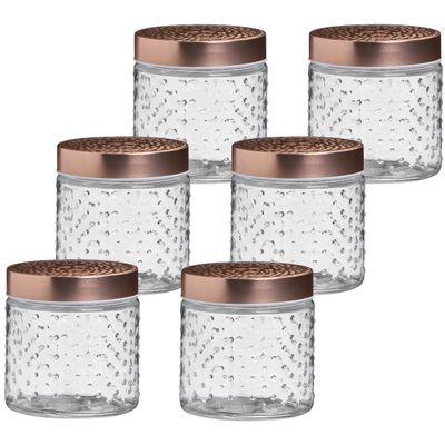 Voorraadpot/bewaarpot Blair - 10x - 500 ml - glas - koperen deksel - D11 x H13 cm Voorraadpot/bewaarpot Blair - 10x - 500 ml - glas - koperen deksel - D11 x H13 cm