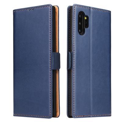 Voor Galaxy Note10 + dermis textuur PU + TPU horizontale Flip lederen draagtas met houder & kaartsleuven & portemonnee (blauw)