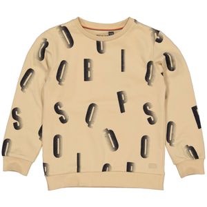 Quapi Jongens sweater - Adam - AOP letter licht zand