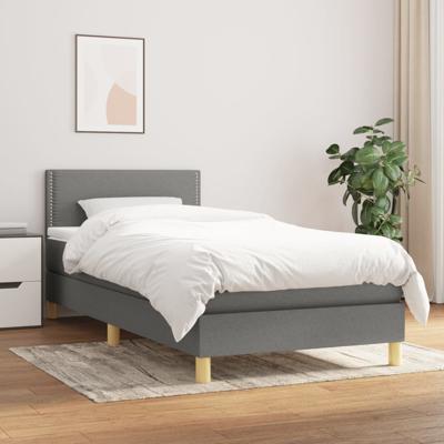Boxspring met matras stof donkergrijs 100x200 cm