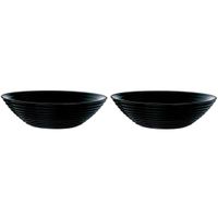 2x Salade schalen/slakommen van zwart glas 27 cm