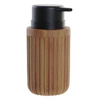 Zeeppompje/zeepdispenser - hout look chocolade bruin - kunststof - 350 ml - Badkamer/keuken