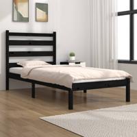 Bedframe massief grenenhout zwart 75x190 cm