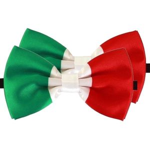 2x Groen/wit/rood verkleed vlinderstrikje 12 cm voor dames/heren