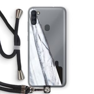 Gestreepte marmer: Samsung Galaxy A11 Transparant Hoesje met koord
