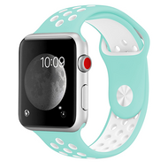 Sportbandje - Maat: M/L - Wit + Groen - Geschikt voor Apple Watch 42mm / 44mm / 45mm / 49mm - thumbnail