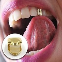 4 kleuren custom fit vergulde hiphop enkele tand grillz cap top bottom grill gouden tanden caps cosplay Lightinthebox