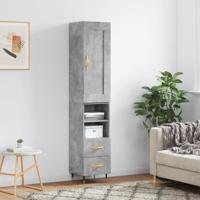 Hoge kast 34,5x34x180 cm bewerkt hout betongrijs