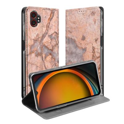 Bookcase Samsung Galaxy Xcover 7 Pro Marmer Oranje