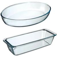 Ovenschalen set 2x formaten - Glas - 35 x 25 cm/31 x 12 cm - thumbnail