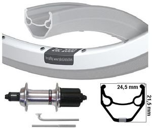 Kgs achterwiel 28 inch (622) zac2000 zilver cassette 8/9 speed uitval