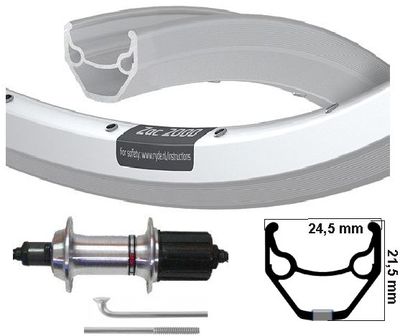 Kgs achterwiel 28 inch (622) zac2000 zilver cassette 8/9 speed uitval