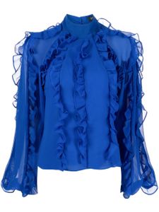 PatBO blouse volantée à col montant - Bleu