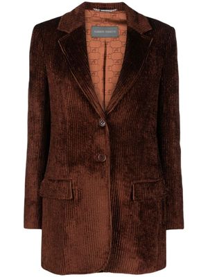 Alberta Ferretti blazer en velours côtelé à simple boutonnage - Marron