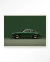 Urban Cotton Wandkleed 'Green Porsche' 80 x 110cm in Floating Frame - off white