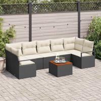 Tuinbankenset met kussen 8 pcs Zwart poly rattan