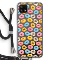 Pink donuts: Samsung Galaxy A22 5G Transparant Hoesje met koord - thumbnail