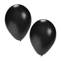 Party ballonnen - 15x stuks - zwart - 27 cm - thumbnail